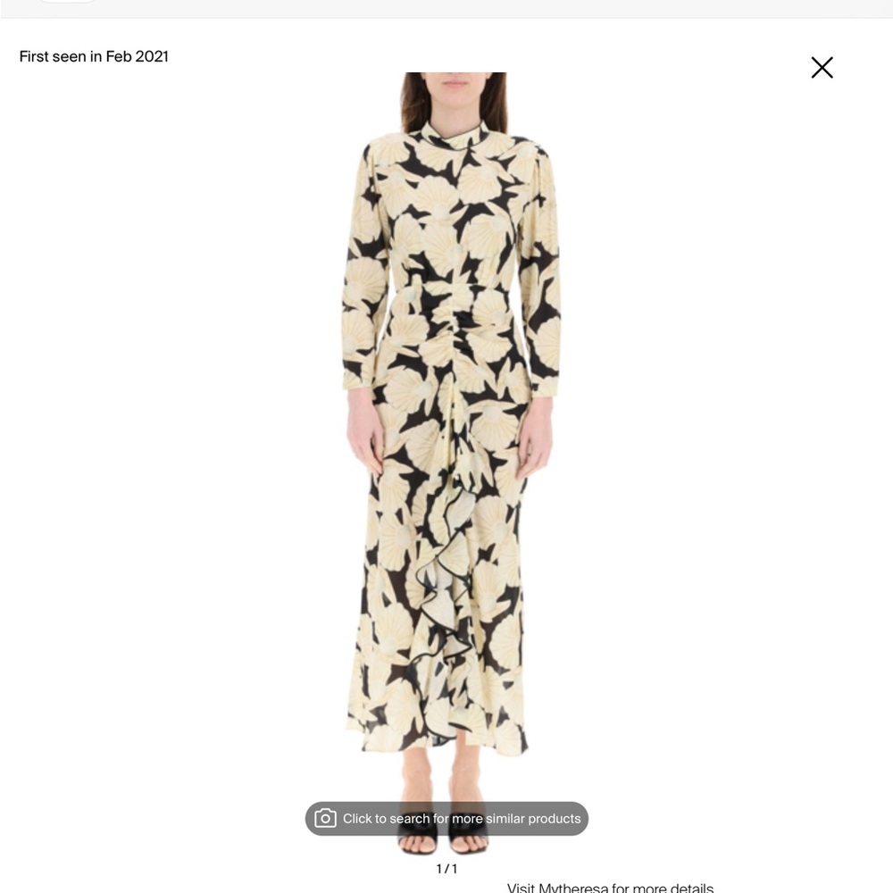 RIXO Blue and Cream Floral Dress